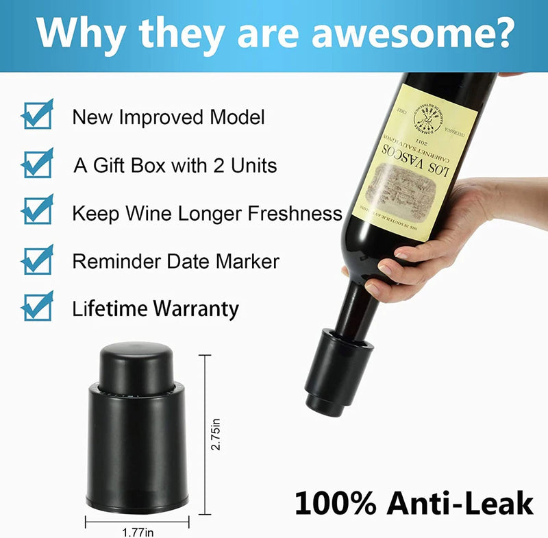 Vacuum Wine Bottle Stopper Sealed Storage Vacuum Memory Wine Stopper Push Style Bar Tools Barware Reusable Wine Cork