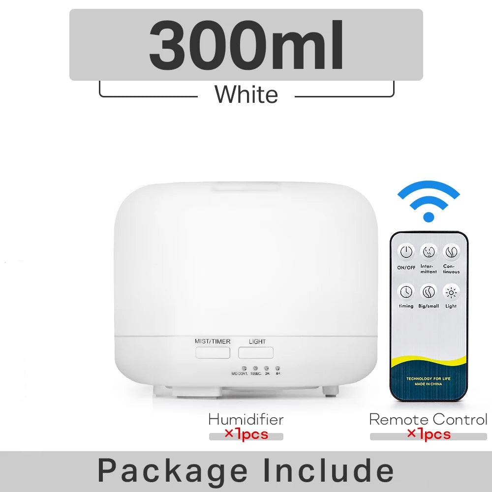Air Humidifier Essential Oil Diffuser 300ML 500ML 1000ML With Lights Remote Control Ultrasound Electric Aromatherapy Diffuser