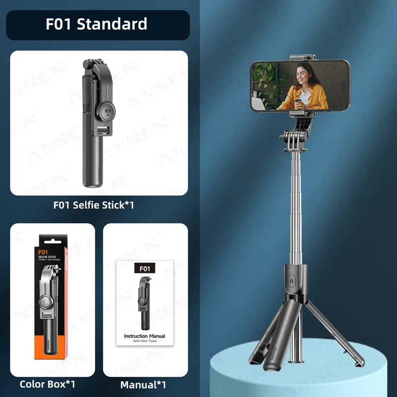 Bluetooth Selfie Stick Tripod Desktop Stand, Phone Holder, Wireless Remote Shutter, for iPhone Android, Option with Fill Light