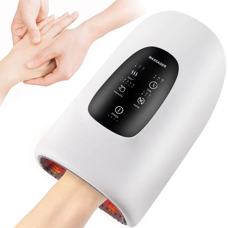 Electric 360° Air Pressure Hand Massager Airbag Shiatsu Kneading Palm Wrist Fingers Acupoint Hot Compress Hand Massage SPA Care