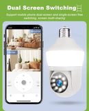 Tuya E27 Light Bulb Dual Screen WiFi Camera 5MP Indoor 5x Zoom PTZ Security Camera IR Color Night Vision Wireless Surveillance
