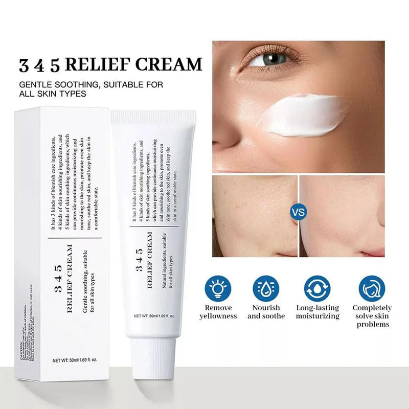 345 Relief Barrier Cream Daily Face Moisturizer Soothing Recovery Moisturizing Reduce Redness Brightening Even Skin Tone 50g