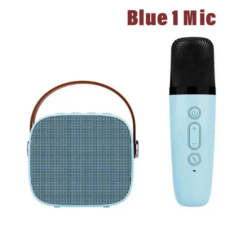 Portable Wireless Dual Microphones Karaoke Machine HomeKTV DSP System Bluetooth Speaker HIFI Stereo Surround For Kids Party Gift