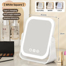 3 Colors LED Makeup Mirror Smart Eversible Dimmable Touch Screen Cosmetic Mirrors Electric Rotatable Makeup Beauty for Tabletop