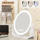 3 Colors LED Makeup Mirror Smart Eversible Dimmable Touch Screen Cosmetic Mirrors Electric Rotatable Makeup Beauty for Tabletop