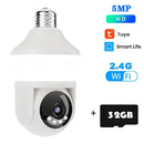 Tuya E27 Light Bulb Dual Screen WiFi Camera 5MP Indoor 5x Zoom PTZ Security Camera IR Color Night Vision Wireless Surveillance