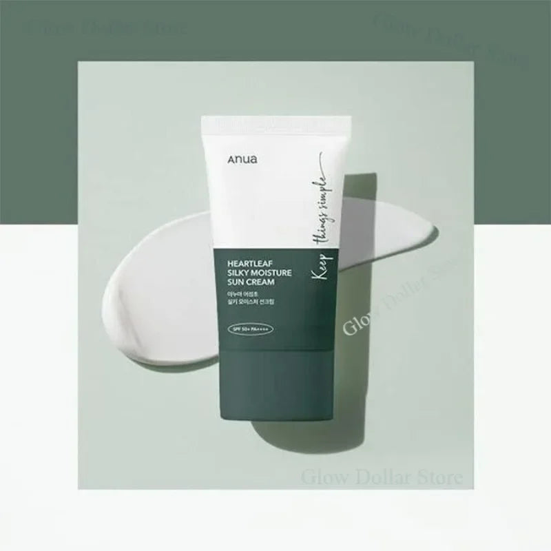 Korean Anua Heartleaf Silky Moisture Sun Cream SPF50+ Lightweight and Moisturizing Daily Facial Care Suncreen Products