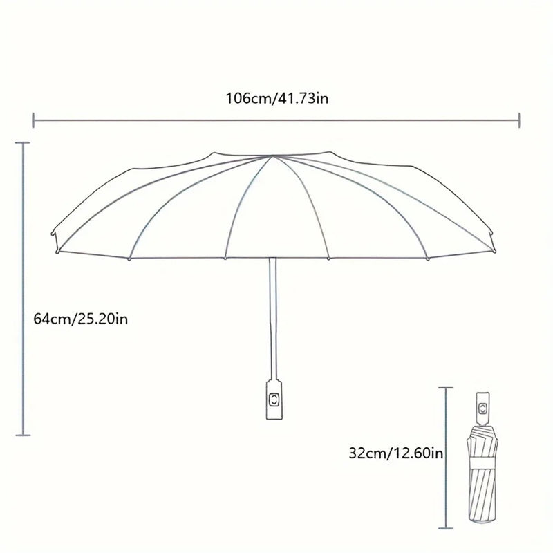 12 Bone Black Glue Fully Automatic Umbrella With Thick And Durable Keel Three Fold Umbrella UV Resistant Folding Umbrella
