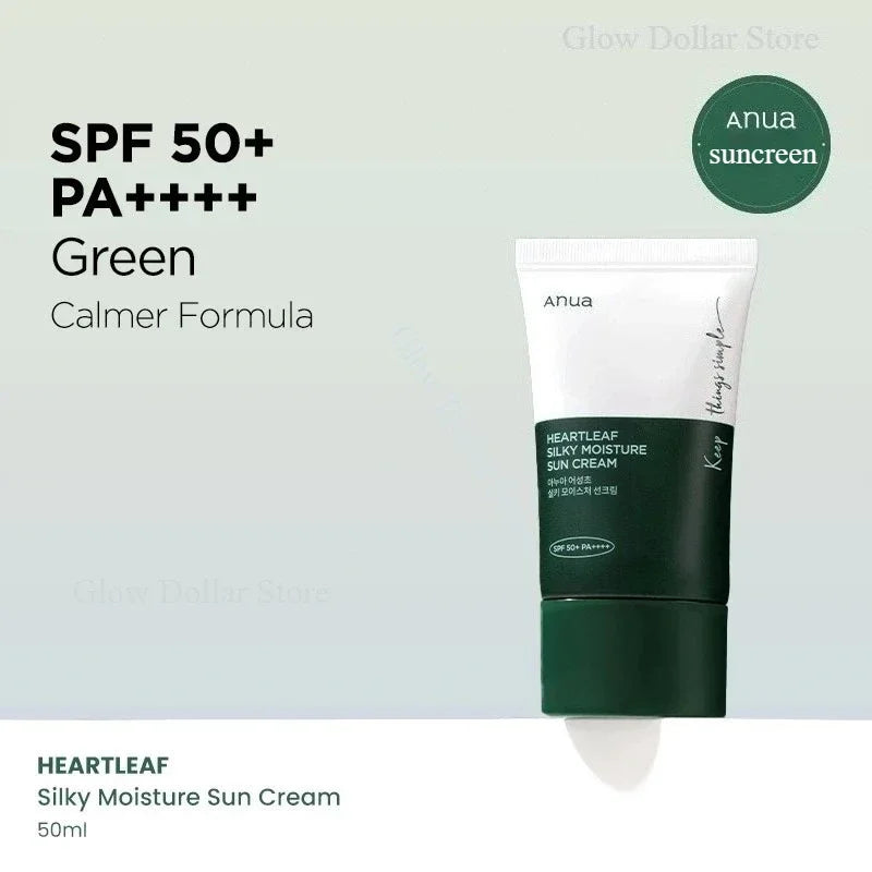 Korean Anua Heartleaf Silky Moisture Sun Cream SPF50+ Lightweight and Moisturizing Daily Facial Care Suncreen Products