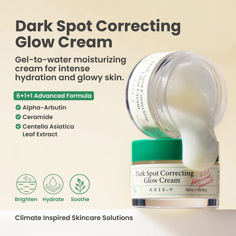 Axis-Y 50ml Dark Spot Correcting Glow Cream 5% Niacinamide Vit C Fade Dark Spots Uniform Skin Tone, Deep Hydration Skincare