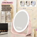 3 Colors LED Makeup Mirror Smart Eversible Dimmable Touch Screen Cosmetic Mirrors Electric Rotatable Makeup Beauty for Tabletop