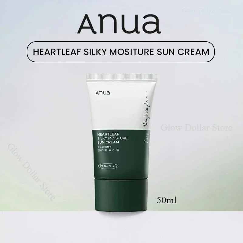 Korean Anua Heartleaf Silky Moisture Sun Cream SPF50+ Lightweight and Moisturizing Daily Facial Care Suncreen Products
