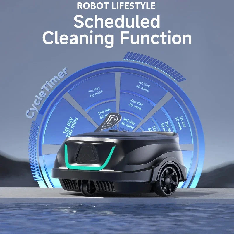 Swimming Pools Vacuum Cleaner Wireless for Floor Smart Cleaning Robot Auto-Parking Dual-layer Filtration120mins Running Time