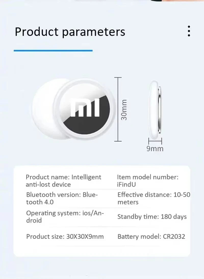 Xiaomi 2026 NEW Mini Bluetooth 5.3 Tracker AntiLost Device Round Pet Kids Bag Wallet Tracking Smart Finder Locator Air Tag Smart