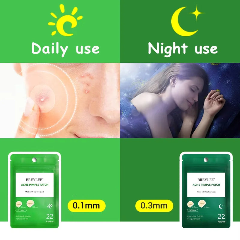 BREYLEE Invisible Acne Pimple Patch Made with Tea Tree Exact Waterproof Breathable 22 Patches Acne Pimple Covering Sticker