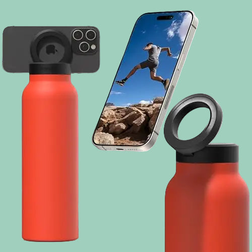 Insulated Water Bottle Compatible MagSafe Water Bottle With Phone Holder,Stainless Steel Water Bottle With Magnetic Phone Tripod