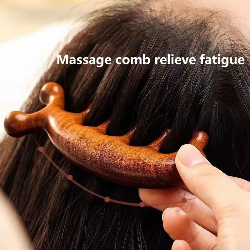 New Wooden Massage Wood Massager Comb Scalp Head Oil Massager Scalp Hair Comb Tools AMS01