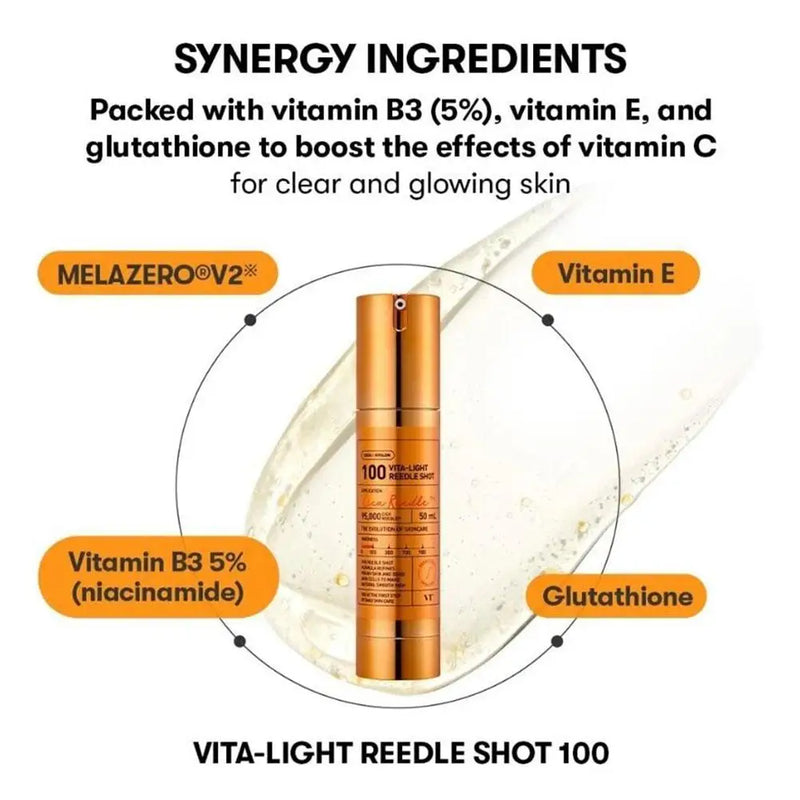 Korean Vita Light Reedle Shot 100 Serum Vitamin C E Capsules Brightening Hydrating Sensitive Skin Care 50ml