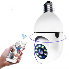 Tuya E27 Light Bulb Dual Screen WiFi Camera 5MP Indoor 5x Zoom PTZ Security Camera IR Color Night Vision Wireless Surveillance